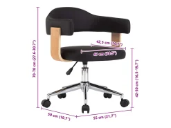 Silla de comedor giratoria negra de madera curvada y cuero sintético