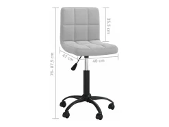 Silla de comedor giratoria de terciopelo gris claro