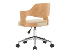 Silla de comedor giratoria madera curvada cuero sintético crema