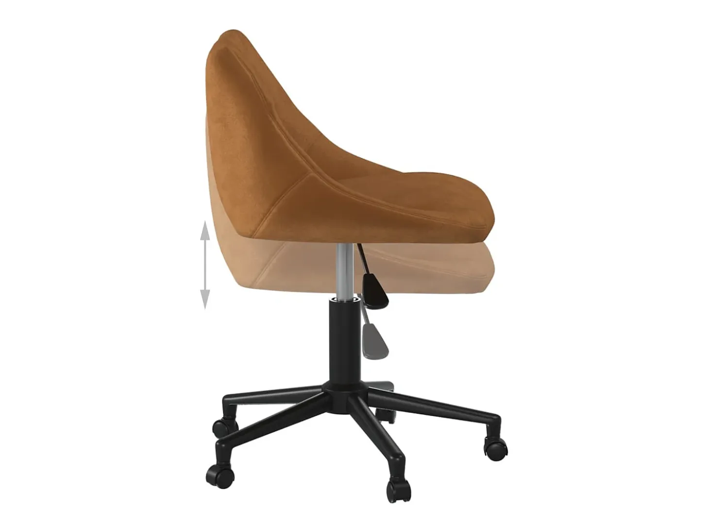 Silla de comedor giratoria de terciopelo marrón