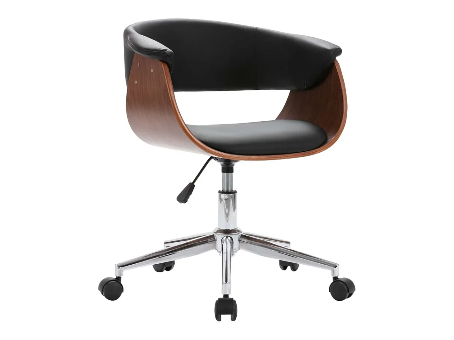 Silla de comedor giratoria madera curvada cuero sintético negro