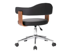 Silla de comedor giratoria madera curvada cuero sintético negro