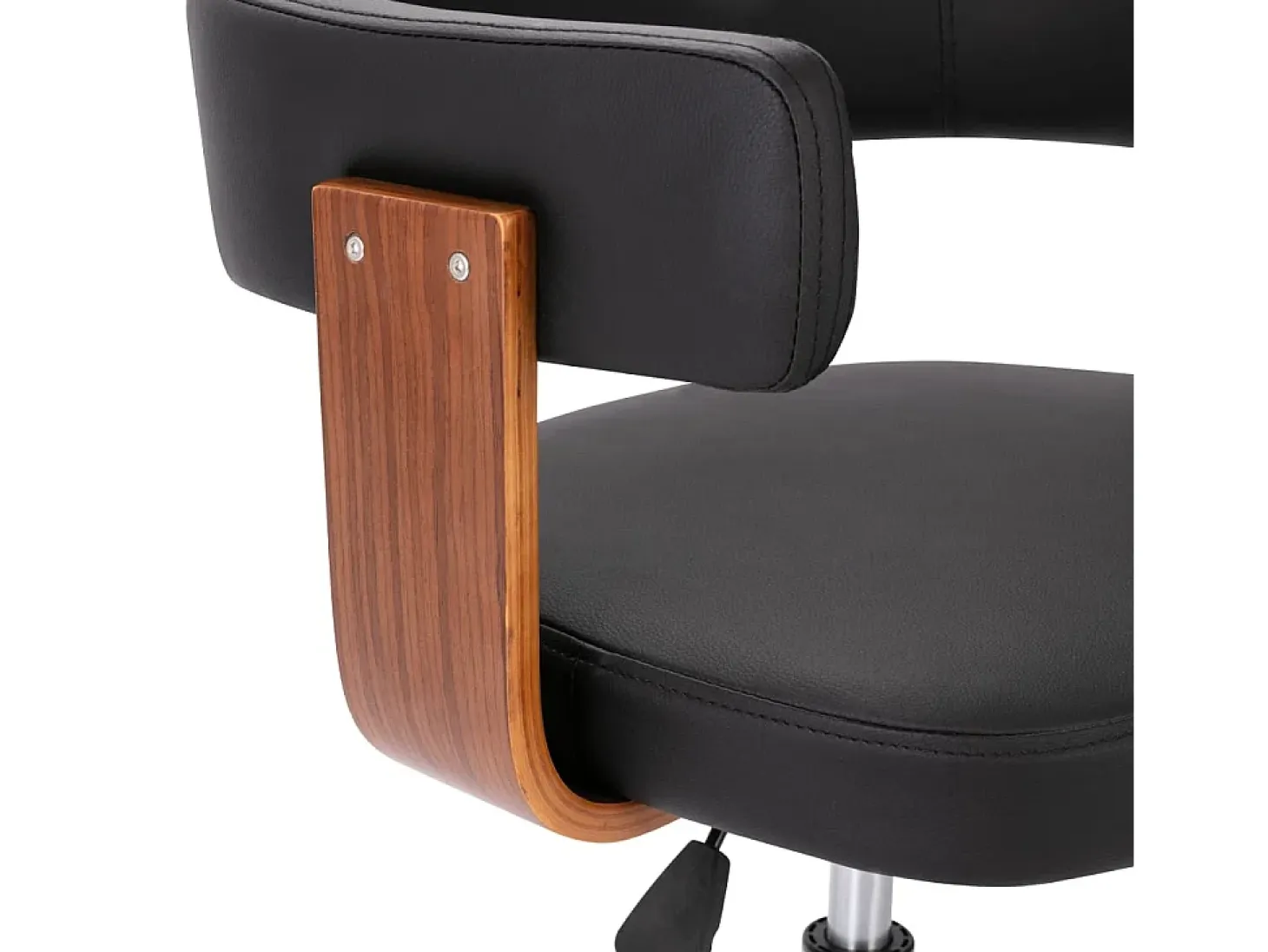 Silla de comedor giratoria madera curvada cuero sintético negro