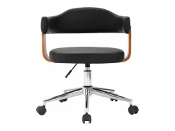 Silla de comedor giratoria madera curvada cuero sintético negro