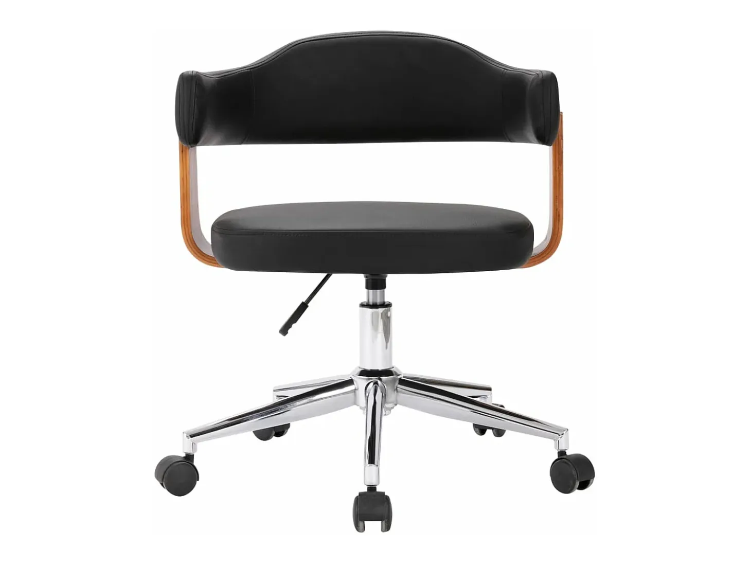 Silla de comedor giratoria madera curvada cuero sintético negro