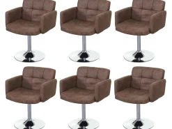 Silla de comedor Houston (juego de 6), vintage marrón