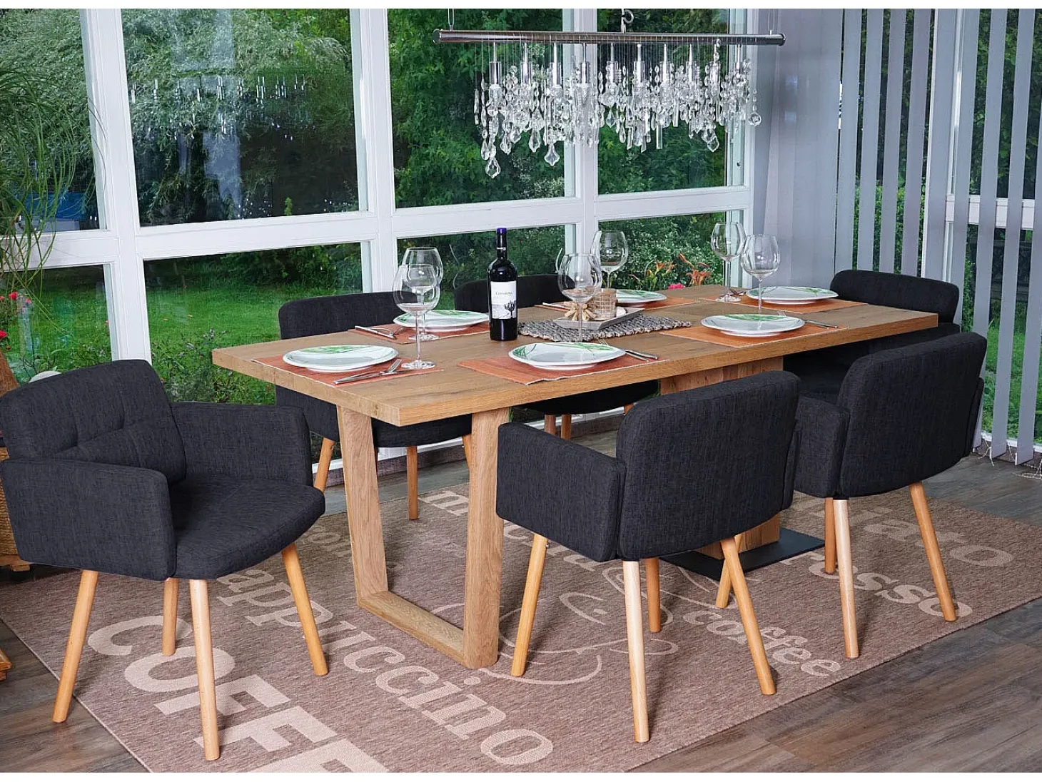 Silla de comedor Houston II (juego de 6), textil, gris oscuro