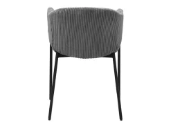 Silla de comedor IMANY – Terciopelo acanalado gris oscuro – Con brazos – Patas de metal negro – Estilo diseño / industrial