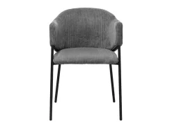 Silla de comedor IMANY – Terciopelo acanalado gris oscuro – Con brazos – Patas de metal negro – Estilo diseño / industrial