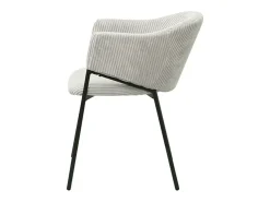 Silla de comedor IMANY – Terciopelo acanalado gris claro – Reposabrazos – Patas de metal negro – Estilo diseño / industrial