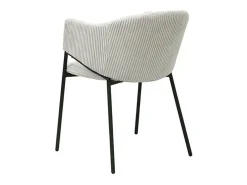 Silla de comedor IMANY – Terciopelo acanalado gris claro – Reposabrazos – Patas de metal negro – Estilo diseño / industrial