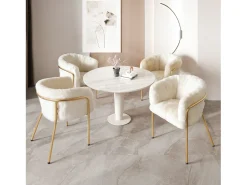 Silla de comedor individual en terciopelo con patas de metal, beige (59,69x59,69x55,88 cm)