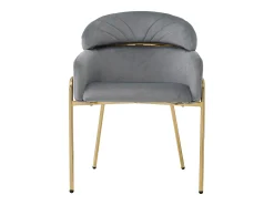 Silla de comedor individual de terciopelo con patas de metal, gris (59,69x59,69x55,88 cm)