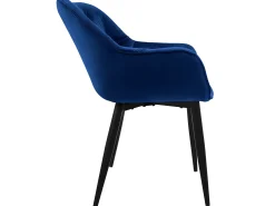 Silla de Comedor Juego de 2 Funda de Terciopelo Azul Oscuro con Patas de Metal incl. Material de Montaje ML-Design