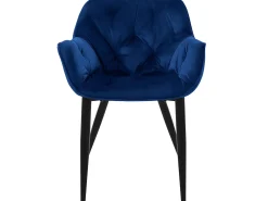 Silla de Comedor Juego de 2 Funda de Terciopelo Azul Oscuro con Patas de Metal incl. Material de Montaje ML-Design
