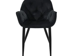 Silla de comedor Juego de 2 Funda de terciopelo negro con patas de metal incl. Material de montaje ML-Design
