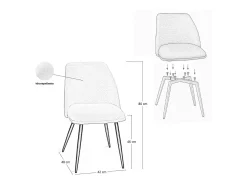 Silla de comedor Kety en microfibra beige con patas de metal negro