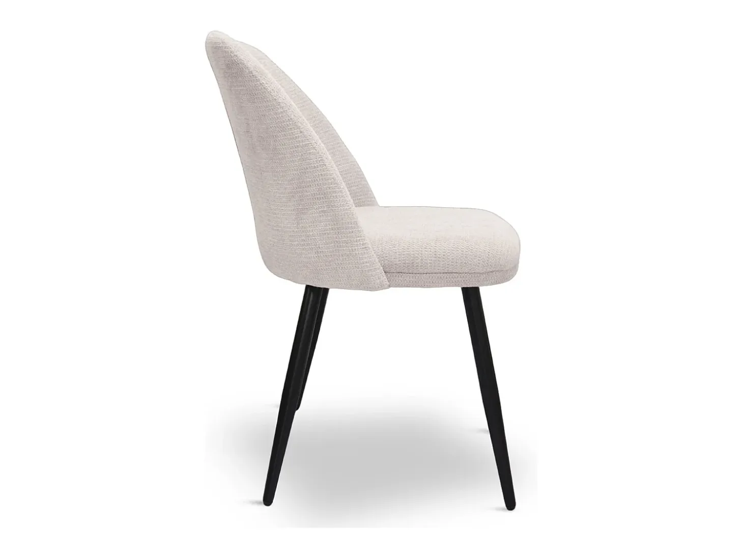Silla de comedor Kety en microfibra beige con patas de metal negro