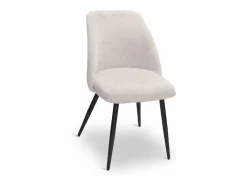 Silla de comedor Kety en microfibra beige con patas de metal negro