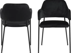 Silla de comedor Lisa con reposabrazos color negro.