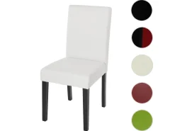 Silla de comedor Littau, blanco mate, patas oscuras