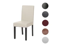 Silla de comedor Littau, blanca, patas oscuras