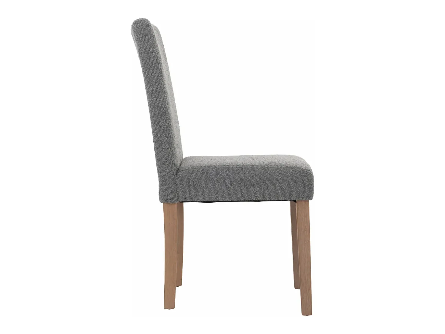 Silla de comedor Littau bouclé (set de 4), gris, patas color natural