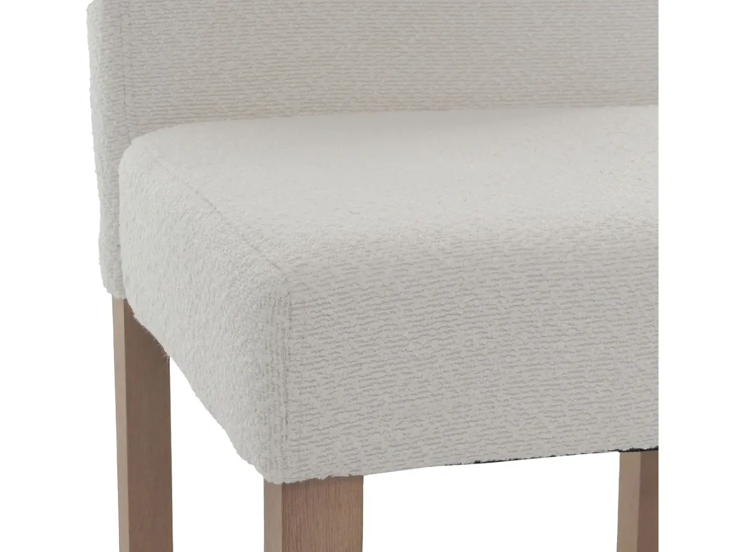 Silla de comedor Littau bouclé (lote de 2), crema, patas color natural