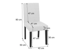 Silla de comedor Littau Cord (set de 4), gris oscuro, patas oscuras