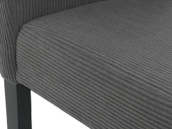 Silla de comedor Littau Cord (set de 4), gris oscuro, patas oscuras