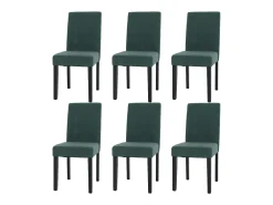 Silla de comedor Littau Cord (juego de 6), verde, patas oscuras