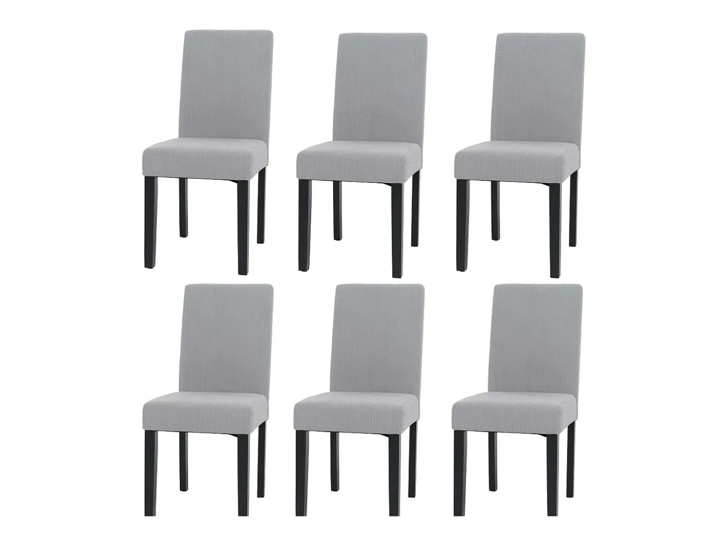 Silla de comedor Littau Cord (juego de 6), gris claro, patas oscuras