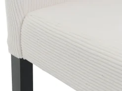 Silla de comedor Littau Cord (set de 2), crema, patas oscuras