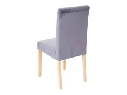 Silla de comedor Littau de terciopelo, gris, patas claras