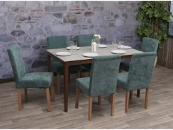 Silla de comedor Littau de chenilla (set de 2), verde, patas color natural