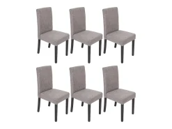 Silla de comedor Littau (juego de 6), textil, gris, patas oscuras