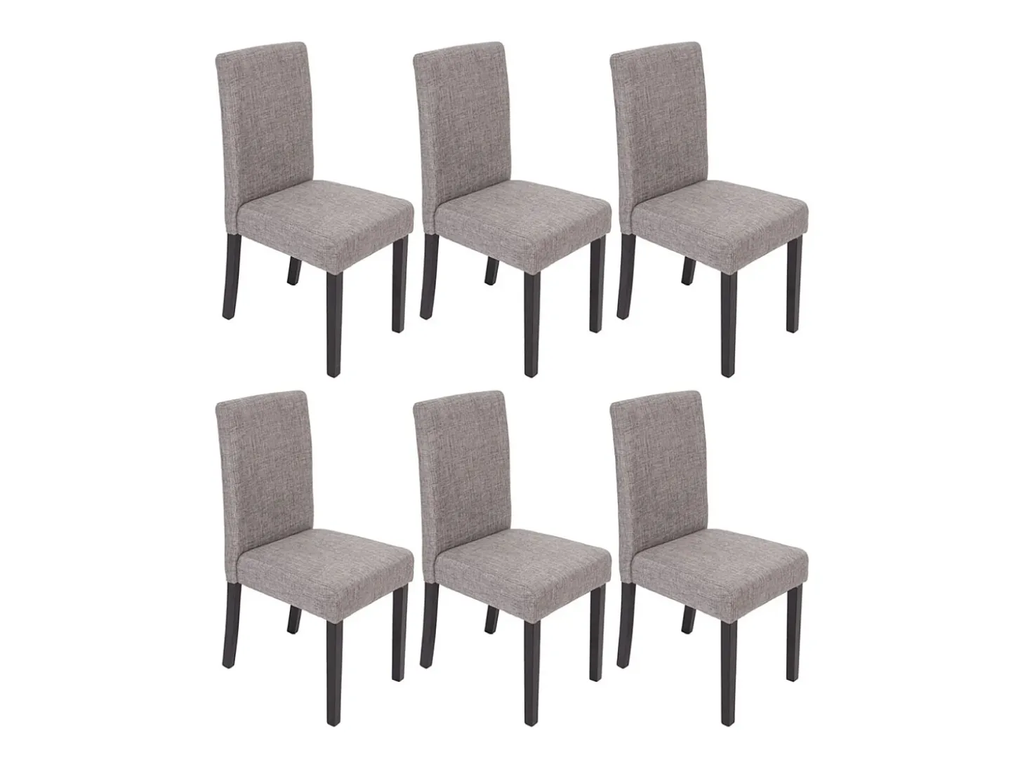 Silla de comedor Littau (juego de 6), textil, gris, patas oscuras