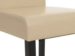 Silla de comedor Littau (juego de 6), cuero, crema, patas oscuras