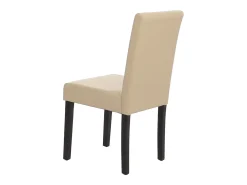 Silla de comedor Littau (juego de 6), cuero, crema, patas oscuras