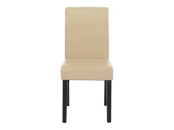 Silla de comedor Littau (juego de 6), cuero, crema, patas oscuras