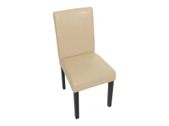 Silla de comedor Littau (juego de 6), cuero, crema, patas oscuras