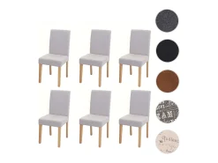 Silla de comedor Littau (juego de 6), textil, crema-beige, patas claras