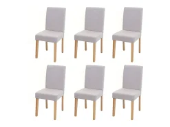 Silla de comedor Littau (juego de 6), textil, crema-beige, patas claras
