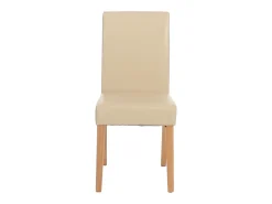 Silla de comedor Littau (juego de 6), cuero, crema, patas claras