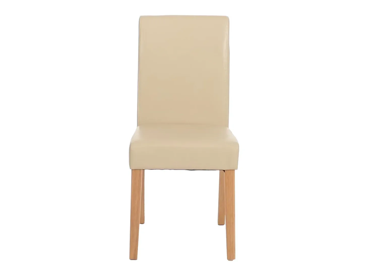 Silla de comedor Littau (juego de 6), cuero, crema, patas claras
