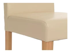Silla de comedor Littau (juego de 6), cuero, crema, patas claras