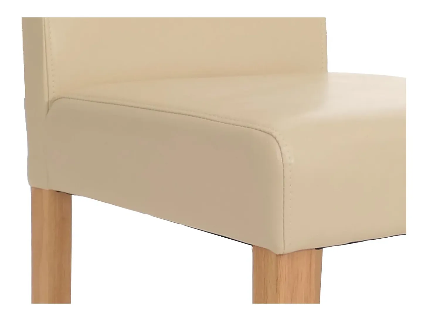 Silla de comedor Littau (juego de 6), cuero, crema, patas claras
