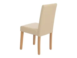 Silla de comedor Littau (juego de 6), cuero, crema, patas claras