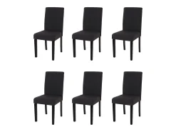 Silla de comedor Littau (juego de 6), textil, negro, patas oscuras