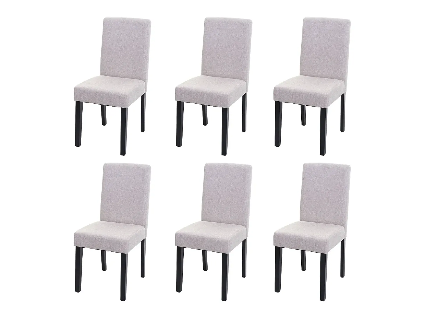 Silla de comedor Littau (juego de 6), textil, crema-beige, patas oscuras